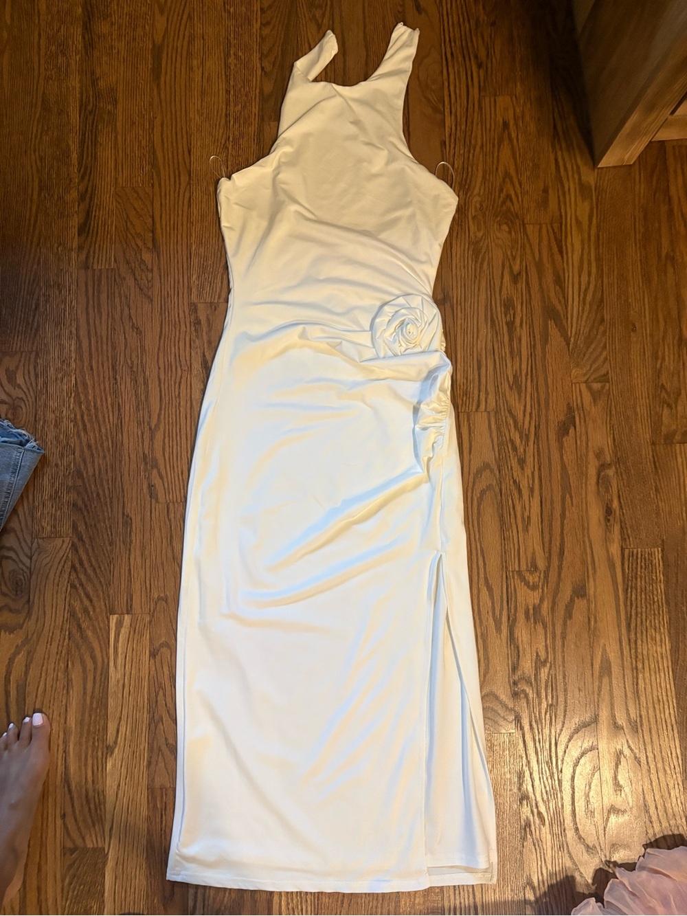 superdown Ivory Sleeveless Maxi Dress with Rosette Detail